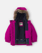 Toddler Girl 2 Piece Solid Snowsuit With Chest Pocket- Purple, image 4 of 13 slides
