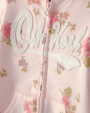 Toddler Girl Floral OshKosh Logo Hooded Zip-Up Jacket - Pink, 