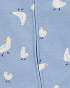 Baby 2-Pack Pelican Striped 2-Way Zip Cotton Sleeper Pyjamas - Blue, image 2 of 4 slides