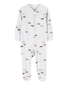 Baby Boy Car 2-Way Zipper Textured Sleeper, image 1 of 3 slides