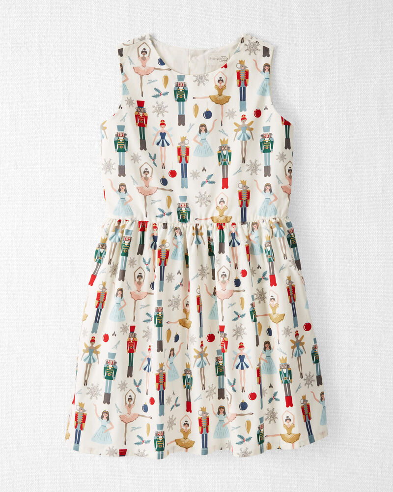 Girls Organic Cotton Dress in Nutcracker Print, image 1 of 4 slides