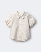 Toddler Girl Scalloped Collar Top - Cream, image 1 of 2 slides