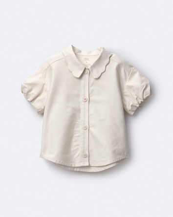Toddler Girl Scalloped Collar Top - Cream, 