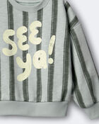 Tout-petit - Chandail &agrave; manches chauve-souris et rayures &laquo;See Ya!&raquo; - Sauge, image 6 sur 6 diapositives