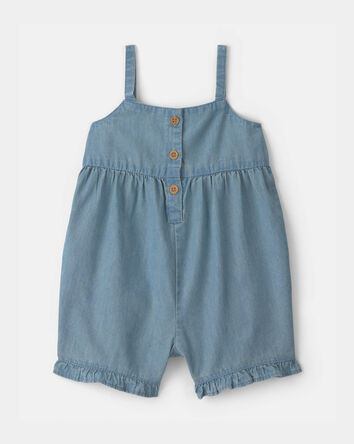 Baby Girl Chambray Sleeveless Romper - Blue, 