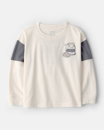 Tout-petit gar&ccedil;on - T-shirt graphique &agrave; manches longues &laquo; Cookies & Milk &raquo; - cr&egrave;me, 