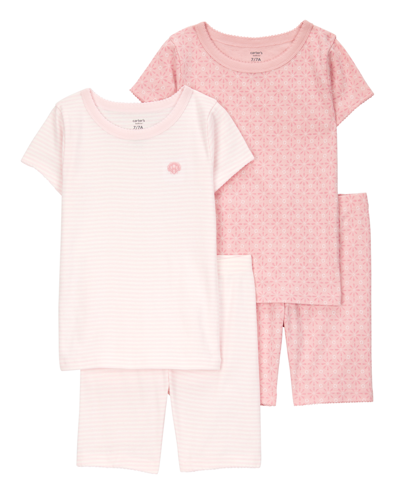 Kid Shell Print Snug Fit Cotton 4-Piece Pyjamas, image 1 of 5 slides