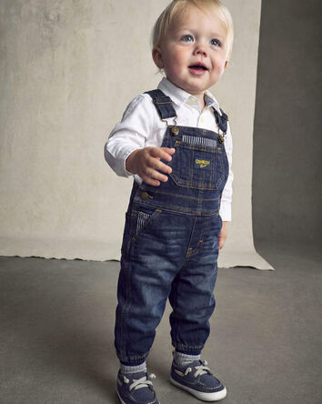Baby Boy Denim Overalls - Dark Wash, 