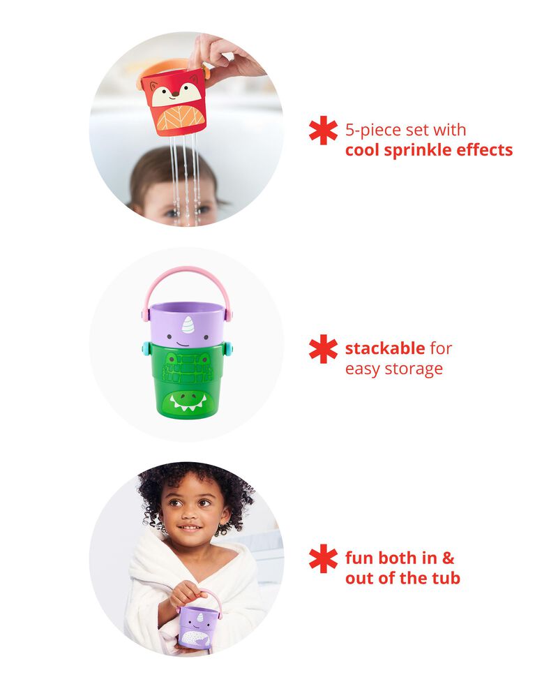 Zoo Stack & Pour Buckets Baby Bath Toy, image 3 of 6 slides
