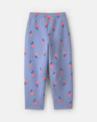 Filles - Pantalon &agrave; jambe ballon en molleton &agrave; motif floral &ndash; Bleu/Rose, image 2 sur 3 diapositives