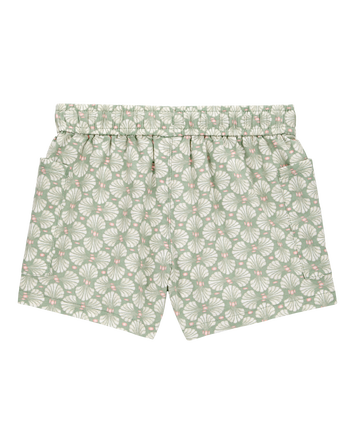 Toddler Tropical Print Drawstring Shorts - Green, 