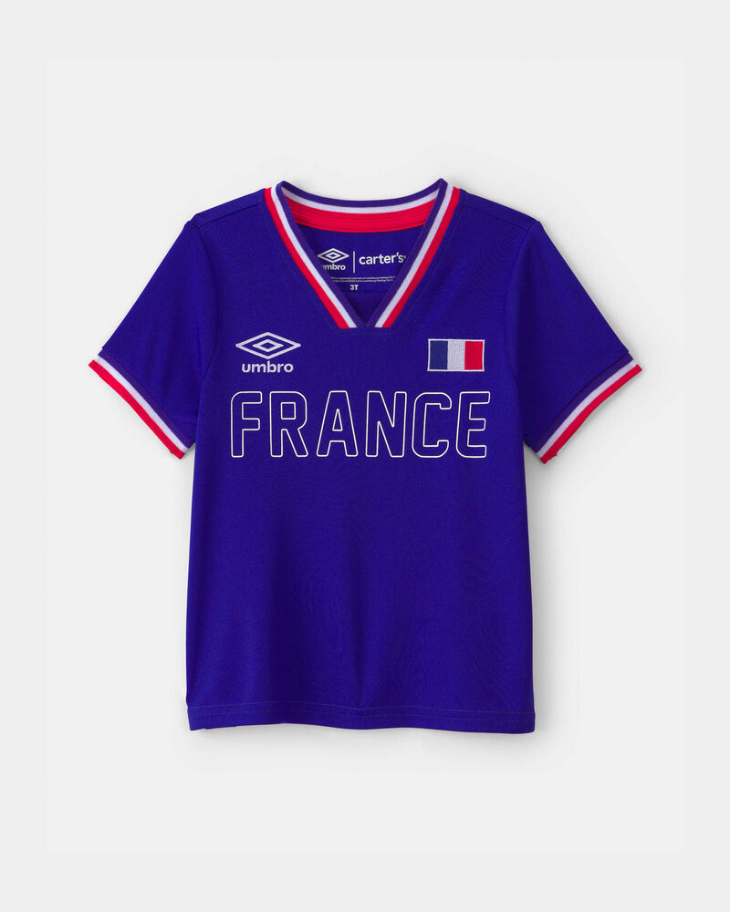 Ensemble 2 pi&egrave;ces chandail de soccer et jupe-short Umbro de la France pour toute-fille - Rouge/Bleu/Blanc, image 2 sur 9 diapositives