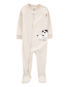 Baby Boy Cow Striped Snug Fit Cotton Footie 1-Piece Pyjamas - Tan, image 1 of 4 slides