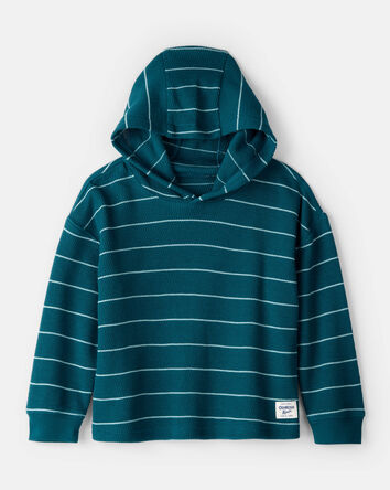 Toddler Striped Long-Sleeve Hooded Top - Blue, 