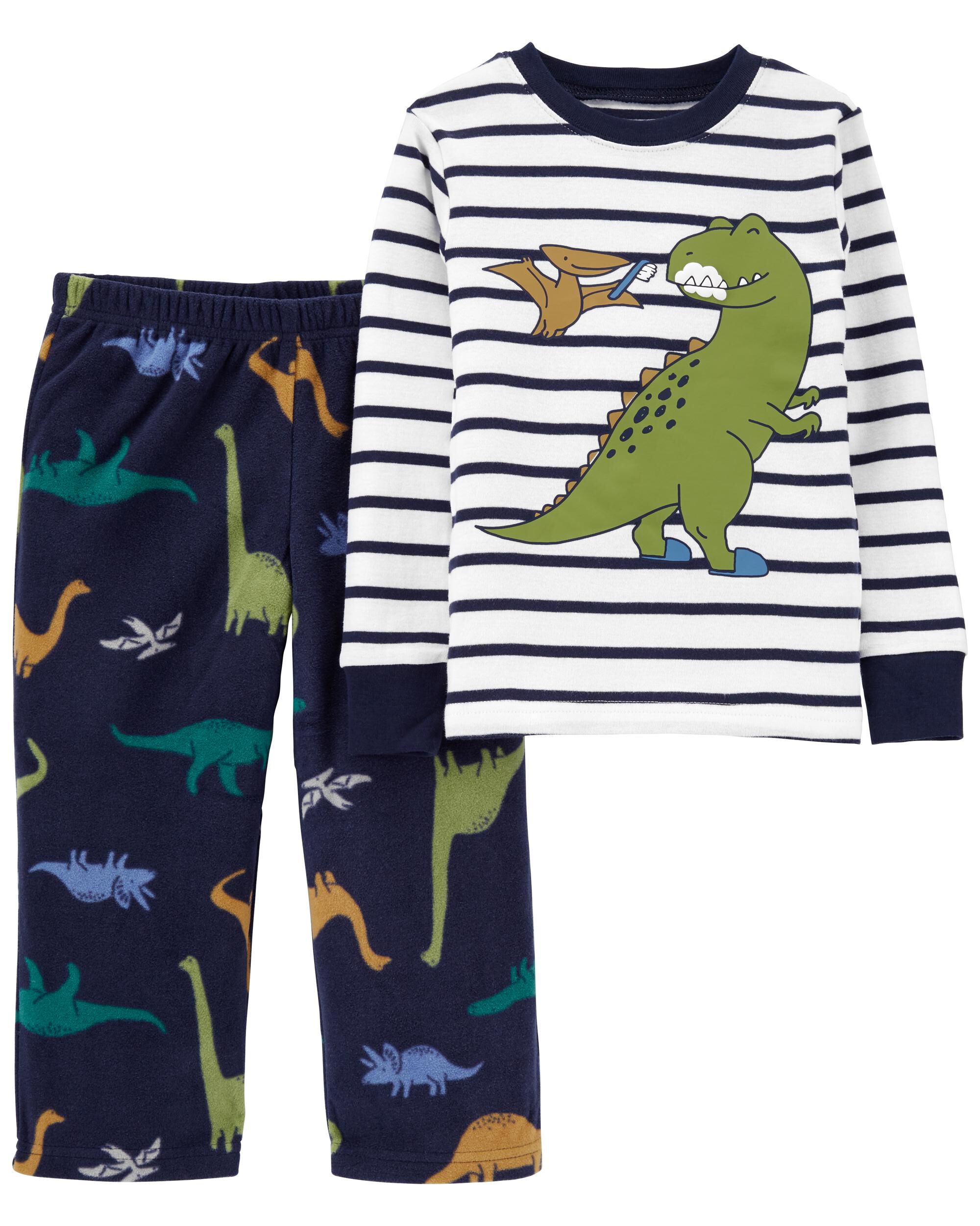 Navy 2 Piece Dinosaur 100 Snug Fit Cotton Fleece Pyjamas