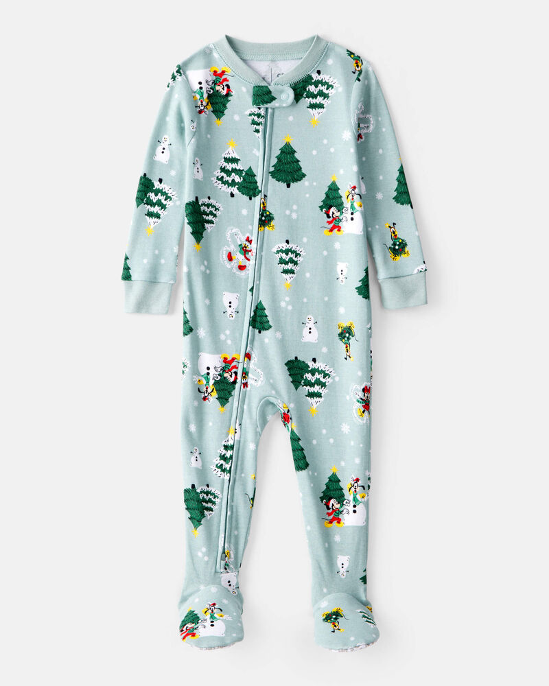 Baby Disney© Mickey Mouse 100% Cotton Long-Sleeve Snug Fit 1-Piece pyjamas - Blue, image 1 of 4 slides