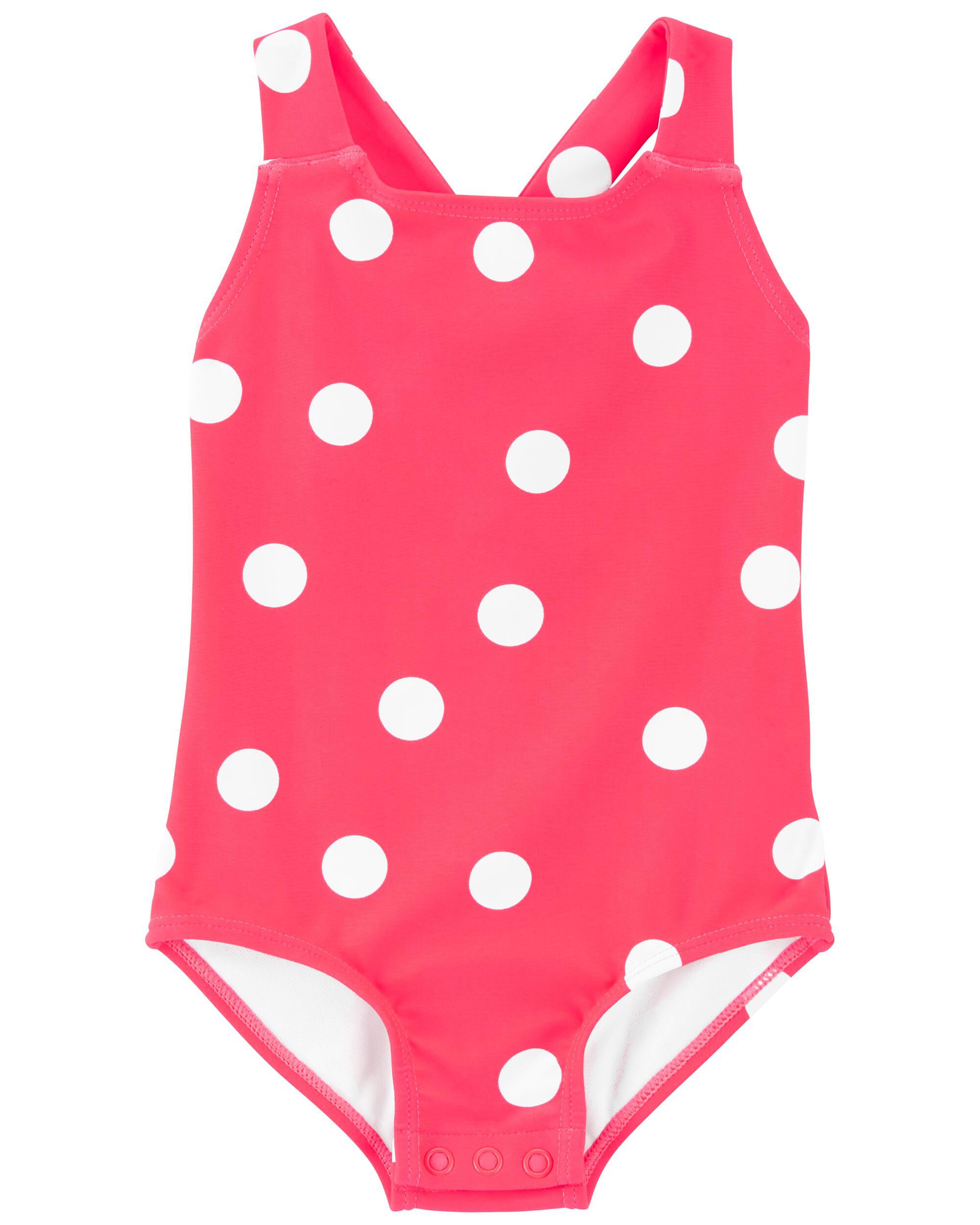 Pink polka dot one piece top swimsuit