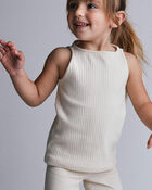 Toddler Girl Ribbed Playtime Tank - Cream, image 3 of 6 slides