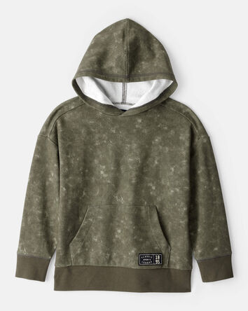 Garçons - Hoodie en molleton français délavé à l'acide - Vert, 