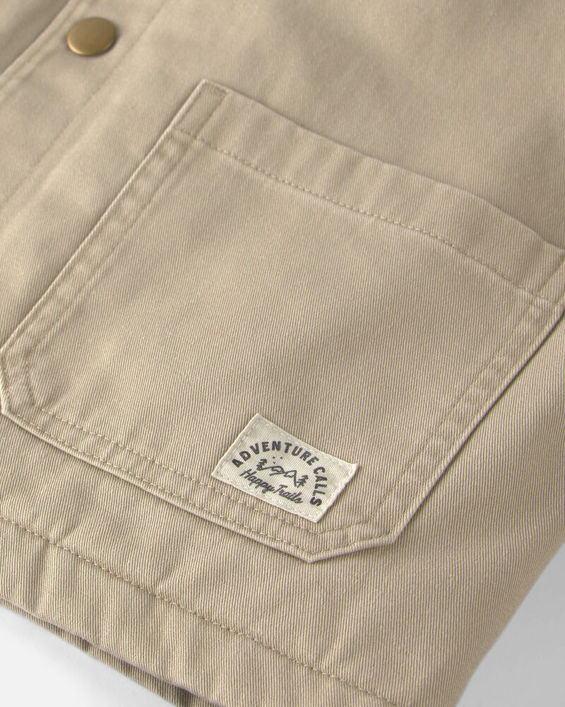 Kids Organic Cotton Twill Barn Jacket - Khaki, image 3 of 5 slides