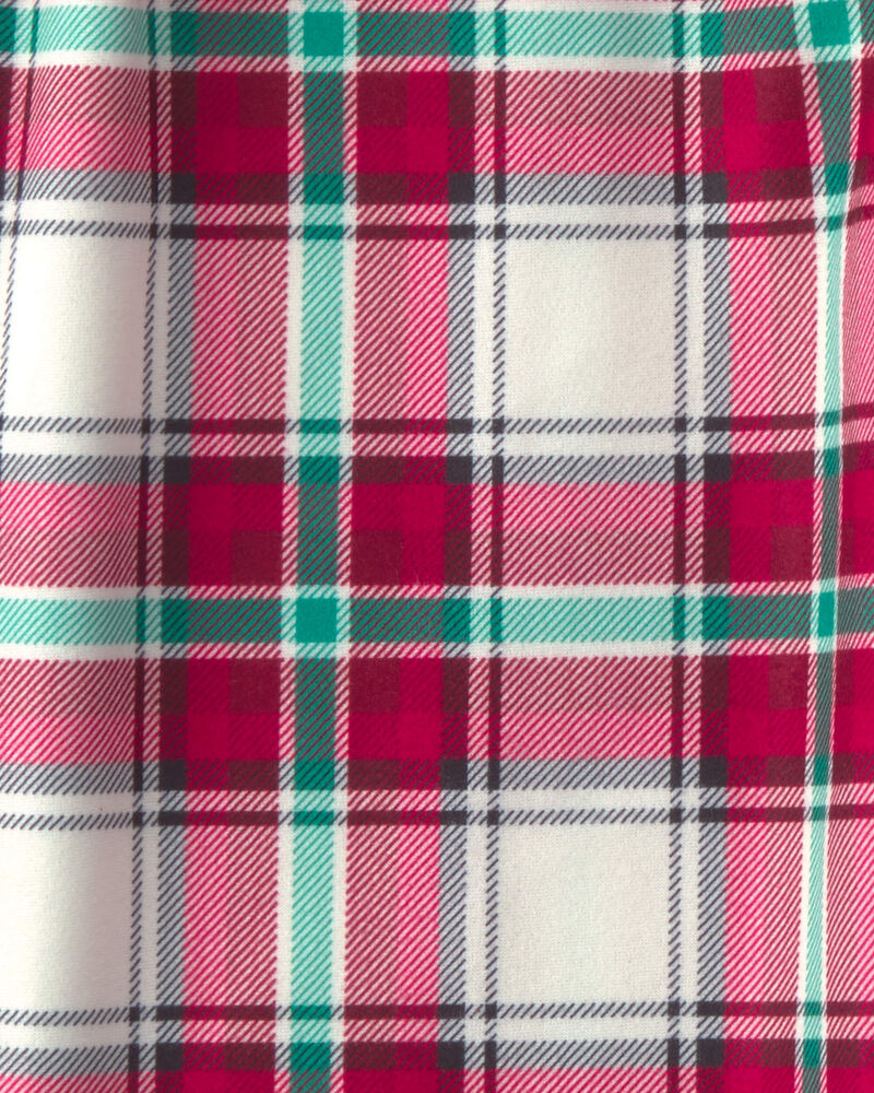Kids Christmas Plaid Fleece Loose Fit Pyjama Bottoms - Red/Green, image 3 of 4 slides