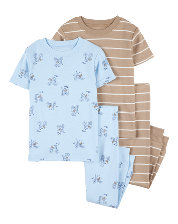 Toddler 4-Piece Snacks Cotton Pyjamas, 