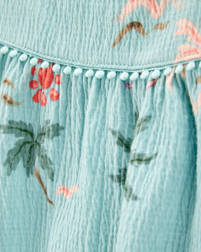Toddler Palm Tree-Print Fashion Top - Turquoise, image 2 of 4 slides
