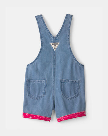 Tout-petit fille - Salopette courte en demin &agrave; motif bandana - Bleu/Rouge, 