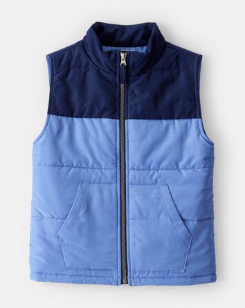 Boys Sleeveless Puffer Vest - Blue, 