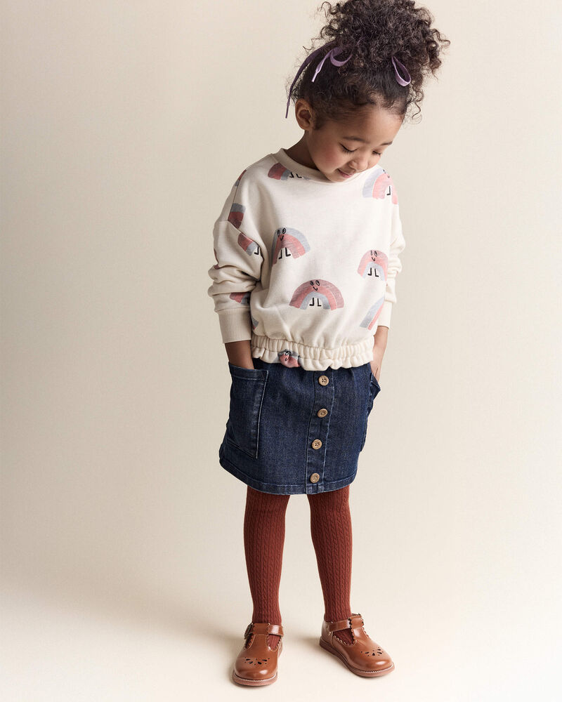 Toddler Girl Denim Skirt with Otter Pockets - Blue, image 2 of 6 slides