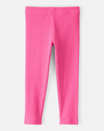 Tout-petit fille - Legging en coton extensible uni - Rose , 