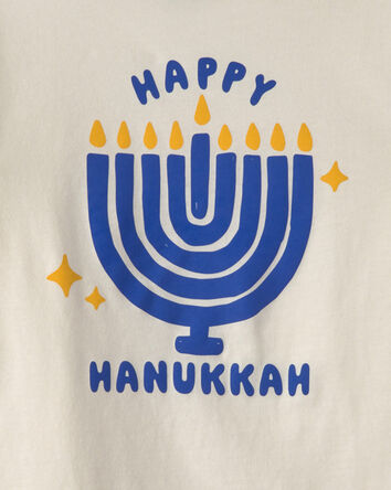 Kids 'Happy Hanukkah' Menorah Long-Sleeve Graphic Tee - Cream, 