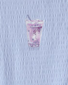 Filles - Haut en tissu gaufr&eacute;, th&eacute; aux perles - Bleu, image 2 sur 2 diapositives