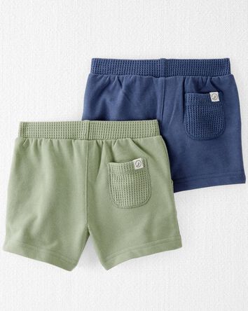 Emballage de 2 shorts en tricot gaufré de coton biologique, 