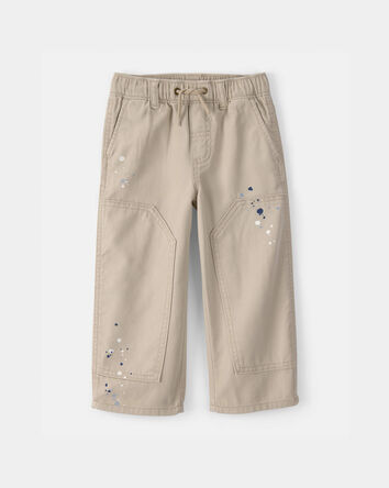 Toddler Splatter Paint Drawstring Pants - Khaki, 