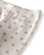 Baby Girl Organic Cotton Rib Footed Pants in Strawberry-Print, image 3 of 5 slides