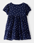 Bébé Robe en mousseline chiffon froissée à pois - Bleu marine, image 1 sur 5 diapositives