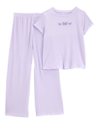 Girls Butterfly Loose Fit 2-Piece Pyjamas - Purple, image 1 of 3 slides