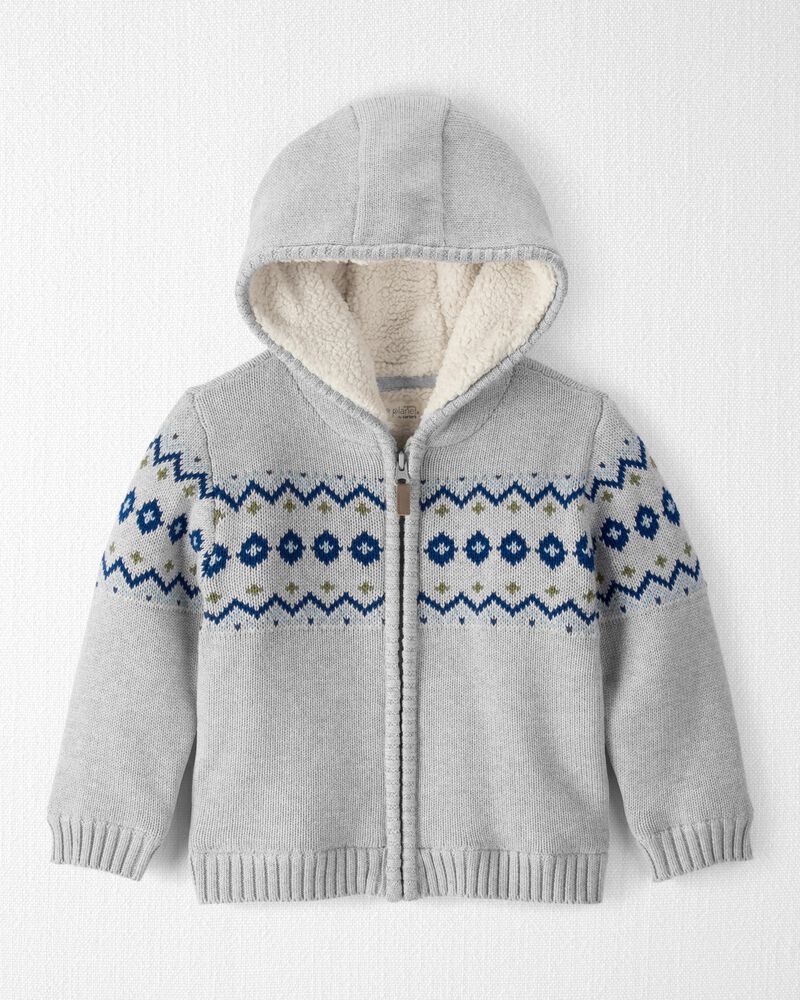 Toddler Boy Organic Cotton Fair Isle Sweater Knit Jacket, image 1 of 4 slides