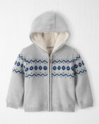 Toddler Boy Organic Cotton Fair Isle Sweater Knit Jacket, image 1 of 4 slides