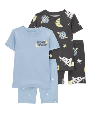 Toddler Space Print Snug Fit Cotton 4-Piece Pyjamas, 