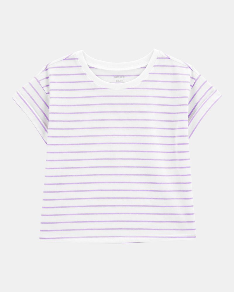 Kid Striped Short-Sleeve Fashion Top - Purple, image 1 of 3 slides