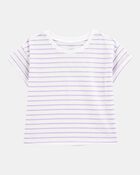 Kid Striped Short-Sleeve Fashion Top - Purple, image 1 of 3 slides
