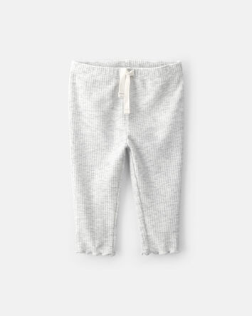 Baby Girl Rib Pull-On Leggings - Grey, 