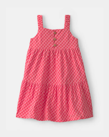Baby Girl Gingham Tiered Dress - Red, 