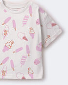 Toddler Girl Rolled Cuff Tee in Ice Cream Print - Cream, image 5 of 5 slides