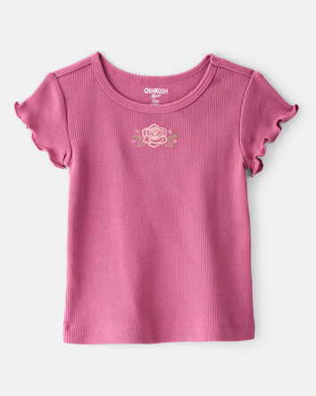 Bébé fille - Haut en coton à manches courtes fleuri – Rose, 