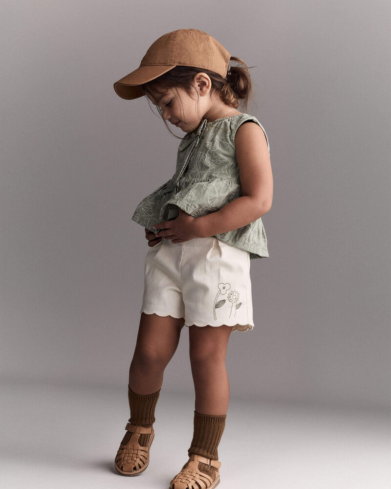 Toddler Girl Embroidered Peplum Top in Floral Print - Green, image 3 of 6 slides