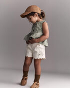 Toddler Girl Embroidered Peplum Top in Floral Print - Green, image 3 of 6 slides