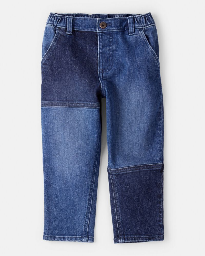 Toddler Boy Dark Wash Patchwork Jeans, image 1 of 4 slides